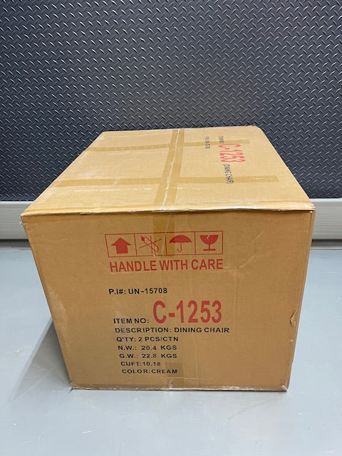 (1253 CREAM- 2 pack)- VELVET FABRIC DINING CHAIRS