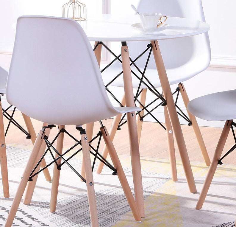 (1405 WHITE- 1)- 32" ROUND- WOOD DINING TABLE- CHAIR NOT INCLUDED