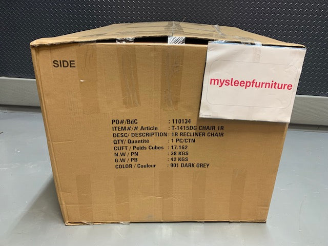 (1415 CHARCOAL- 3)- GENUINE LEATHER MATCH RECLINER CHAIR- out of stock until january 31, 2025