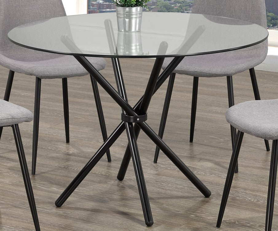 (1429 BLACK- 1)- 41" ROUND- GLASS DINING TABLE