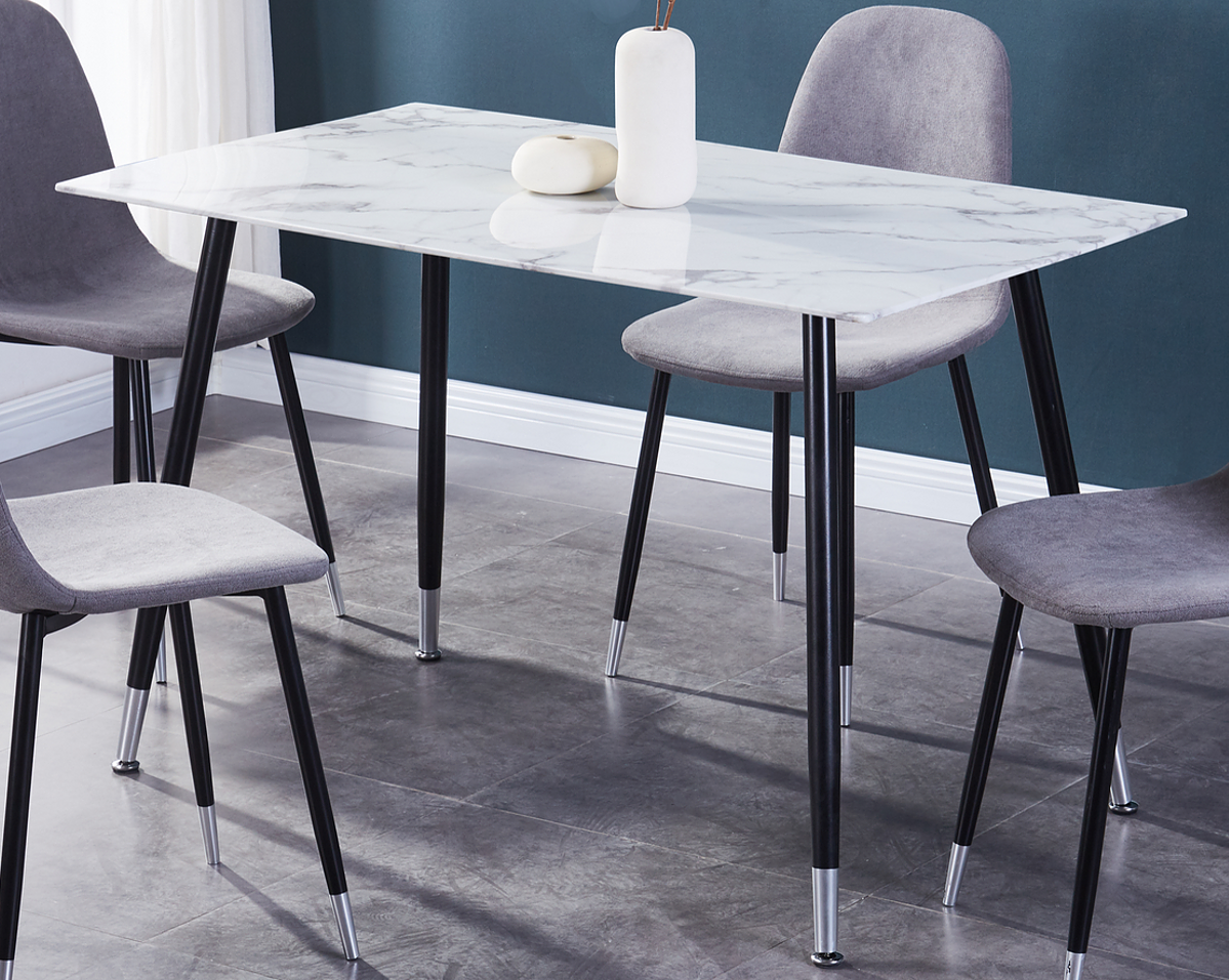 (1580 WHITE- 1)- 51" LONG- GLASS DINING TABLE