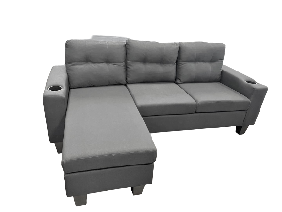 (1867 GREY)- REVERSIBLE- FABRIC SECTIONAL SOFA- INVENTORY CLEARANCE