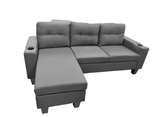 (1867 GREY)- REVERSIBLE- FABRIC SECTIONAL SOFA- INVENTORY CLEARANCE