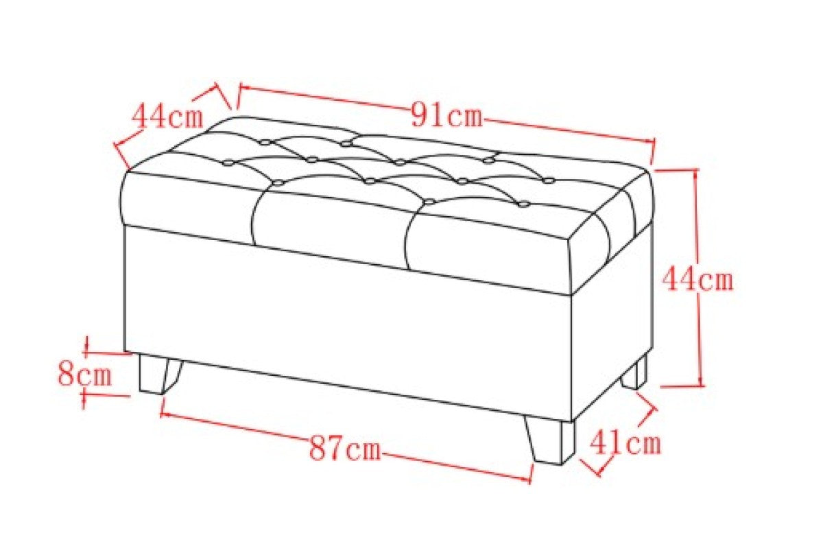 (20091 BLACK)- 36" LONG- VELVET FABRIC STORAGE BENCH