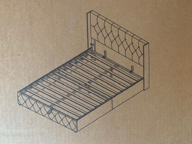 DOUBLE (FULL) SIZE- (2162 GREY)- FABRIC BED FRAME IN A BOX- WITH LIFT UP STORAGE