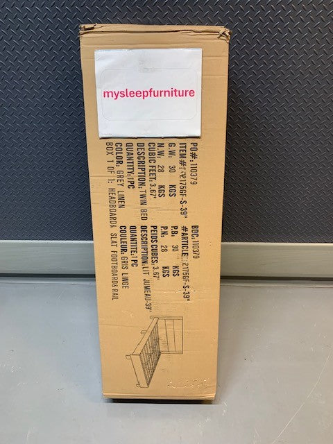 TWIN (SINGLE) SIZE- (2175 DARK GREY FABRIC)- BED FRAME IN A BOX- WITH SLATS- out of stock until December 3, 2025