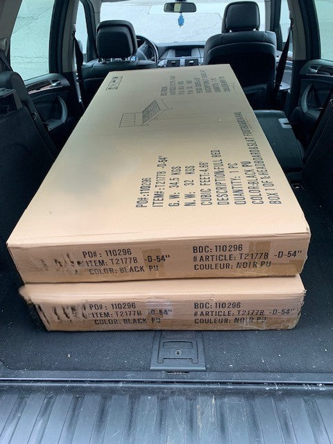 DOUBLE (FULL) SIZE- (2177 BLACK)- LEATHER BED FRAME IN A BOX- WITH SLATS