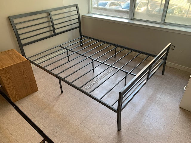 DOUBLE (FULL) SIZE- (2336 GREY)- METAL BED FRAME- WITH SLATTED PLATFORM