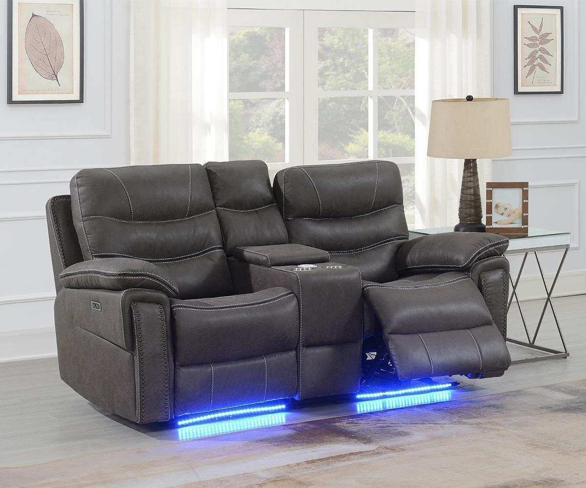 (MORGAN GREY SLC)- LEATHER POWER RECLINER 3 PC. SOFA SET- TEXT OR WHATSAPP 416 319 8851 FOR STOCK AVAILABILITY BEFORE PAYING