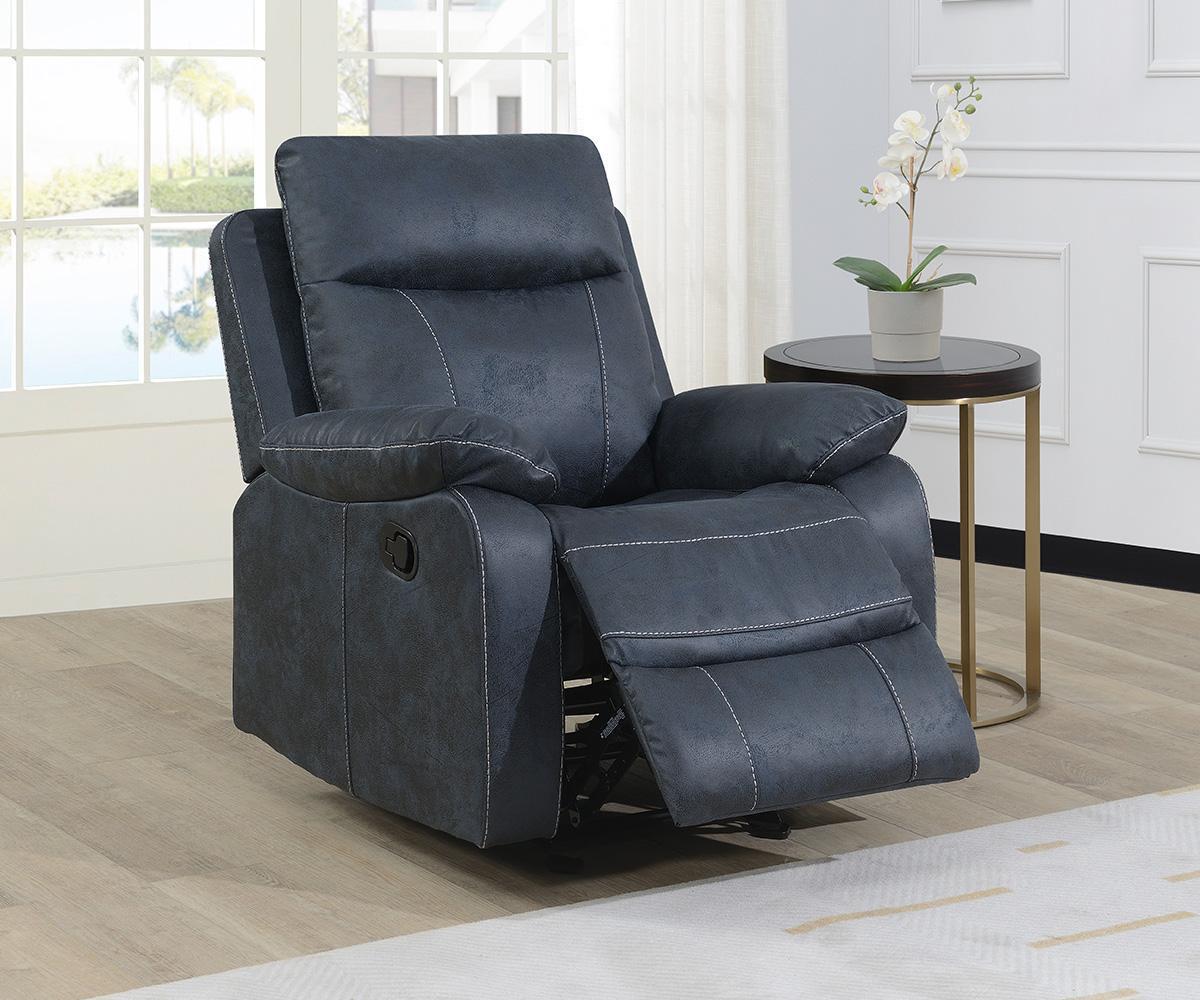 (BRISTOL BLUE SLC)- FABRIC MANUAL RECLINER 3 PC. SOFA SET- TEXT OR WHATSAPP 416 319 8851 FOR STOCK AVAILABILITY BEFORE PAYING