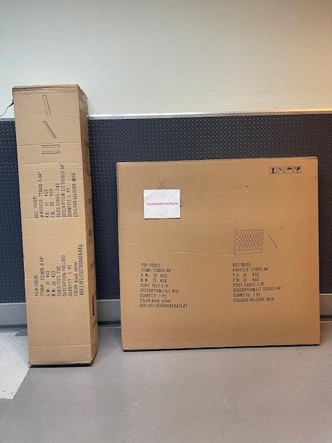 DOUBLE (FULL) SIZE- (2380 BLACK)- BUTTON TUFTED- VELVET FABRIC BED FRAME- WITH SLATS