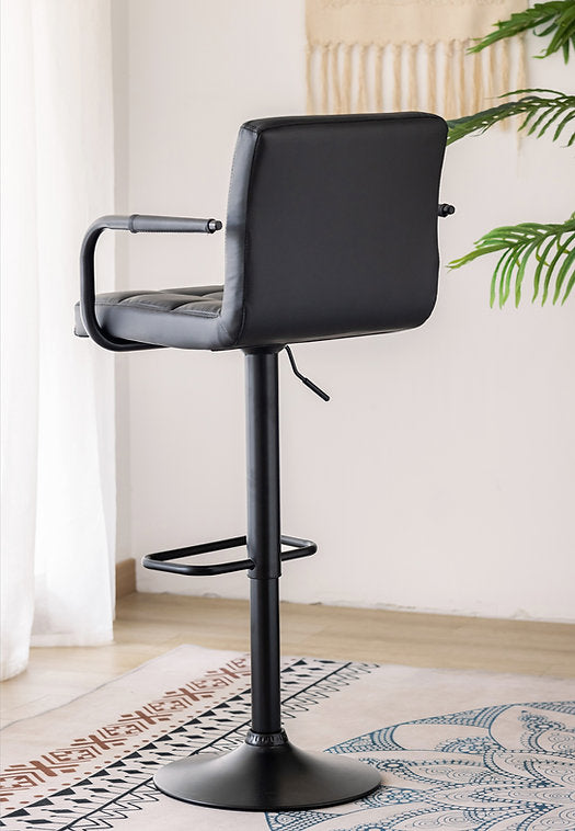 (7705 BLACK- 2 PACK)- LEATHER ADJUSTABLE HEIGHT BAR STOOLS