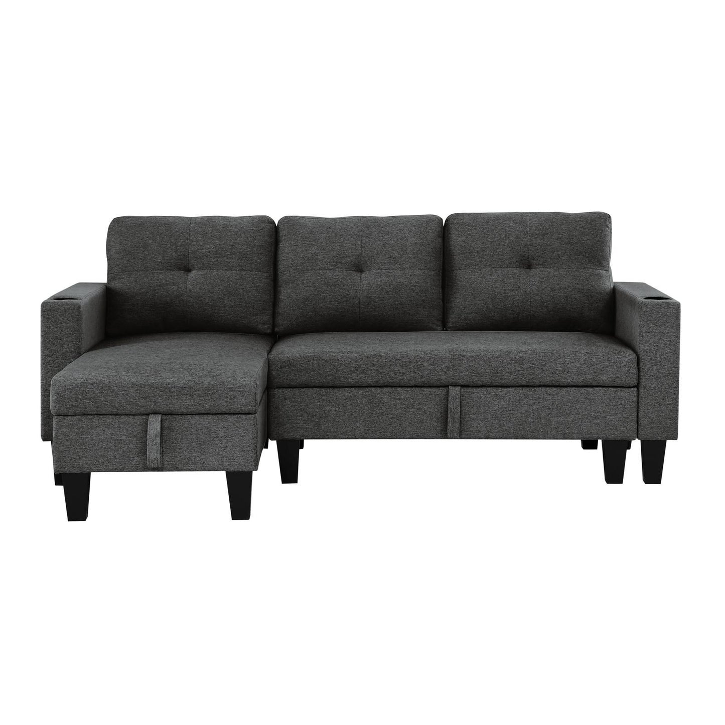 (JOHNNY BLACK)- REVERSIBLE- FABRIC SECTIONAL SOFA- WITH STORAGE