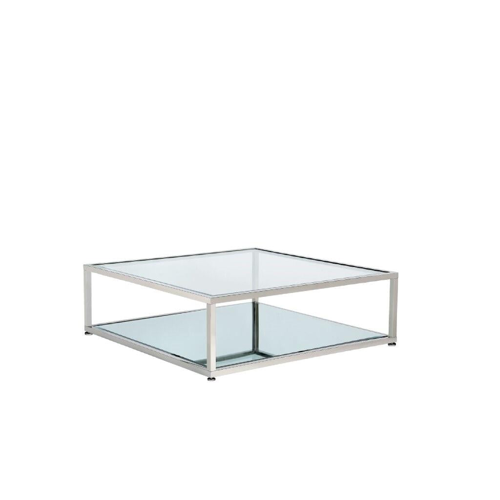 (CASPIAN SQUARE CHROME- 1)- GLASS COFFEE TABLE