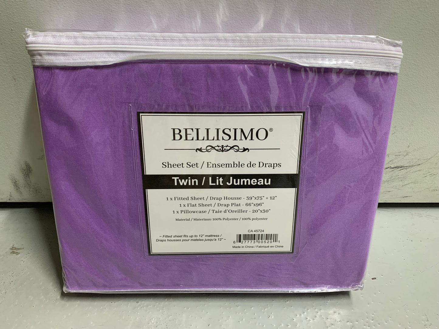 TWIN (SINGLE) SIZE- (BELLISIMO PURPLE SOLID)- 3 PC. SHEET SET