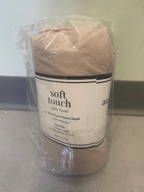 DOUBLE (FULL) SIZE- (BELLISIMO SOFT TOUCH BEIGE)- 3 PC. SHEET SET