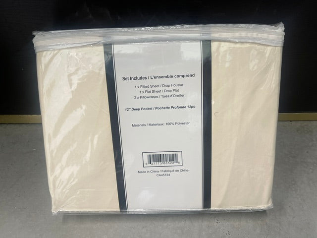 QUEEN SIZE- (BELLISIMO CREAM)- 4 PC. BED SHEET SET