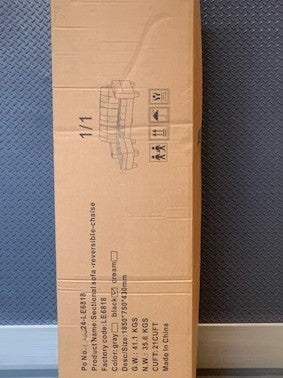 (6818 CREAM)- 73" LONG- REVERSIBLE- FABRIC SECTIONAL SOFA