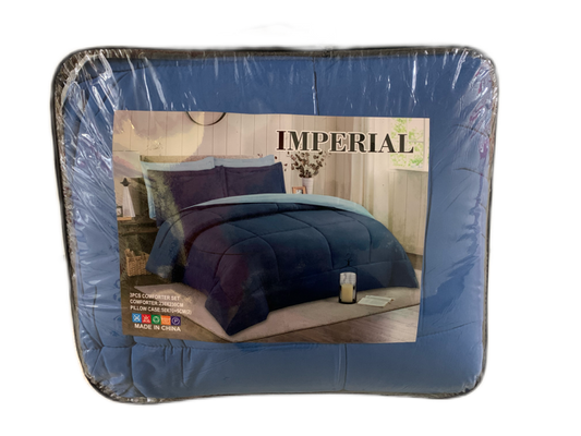 QUEEN SIZE- (IMPERIAL BLUE)- 3 PC. COMFORTER SET