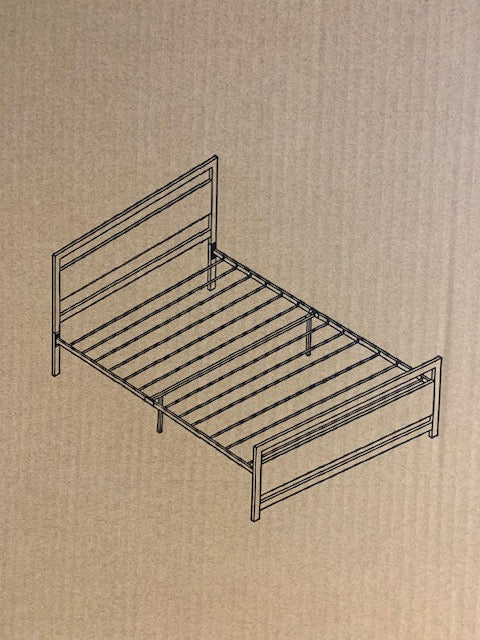 TWIN (SINGLE) SIZE- (5260 BROWN)- METAL BED FRAME- WITH SLATTED PLATFORM- out of stock until December 31, 2024