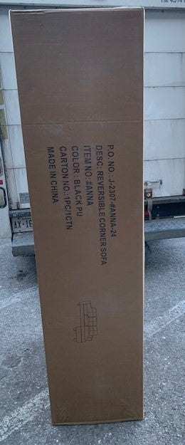 (ANNA BLACK)- REVERSIBLE- LEATHER SECTIONAL SOFA