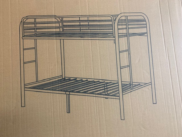 TWIN/ TWIN- (2810 WHITE)- METAL BUNK BED- WITH SLATTED PLATFORM