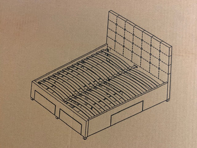 QUEEN SIZE- (2152 GREY)- FABRIC BED FRAME- WITH DRAWERS ON 3 SIDES