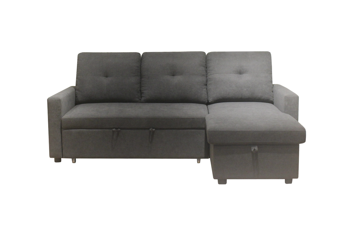 (ISLAND DARK GREY)- REVERSIBLE- FABRIC SECTIONAL SOFA WITH PULL OUT BED