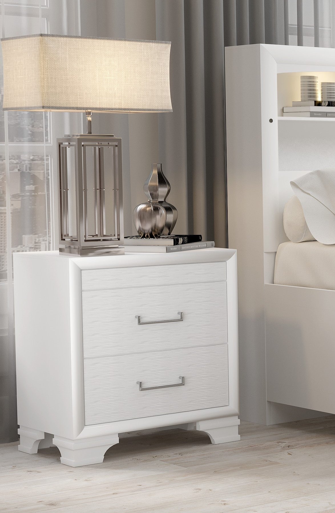 (BARCELONA WHITE)- WOOD NIGHT STAND