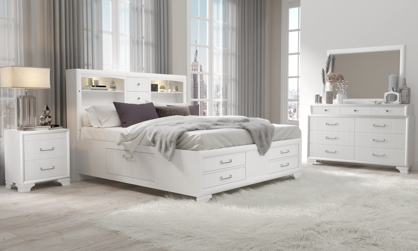 QUEEN SIZE- (JORDYN WHITE- 8 PC.)- BEDROOM SET- TEXT OR WHATSAPP 416 319 8851 FOR STOCK AVAILABILITY BEFORE PAYING