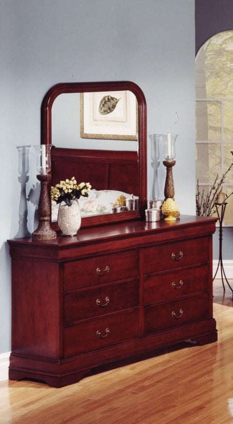 red cherry wood dresser Glory Furniture G3100 6 Drawer Dresser in Cherry G3100-D