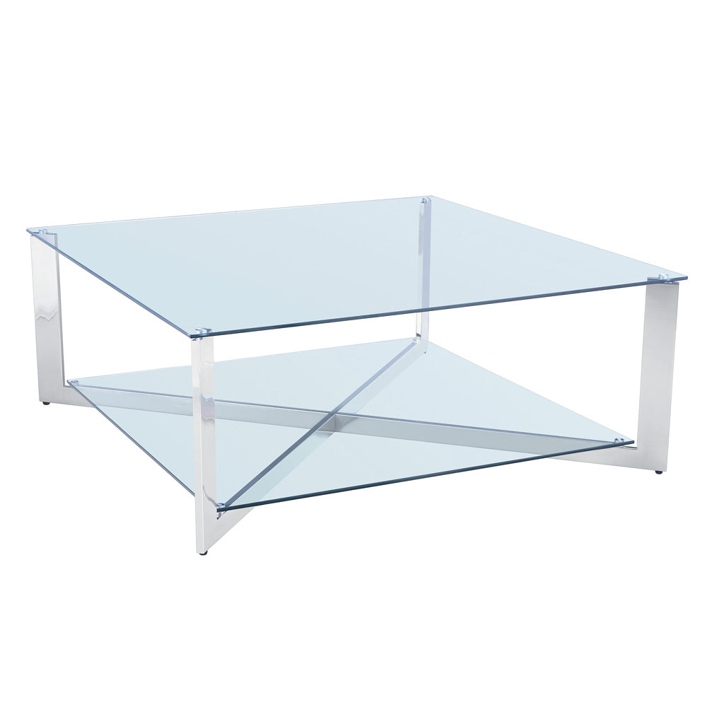 (MAISON SQUARE CHROME- 1)- GLASS COFFEE TABLE
