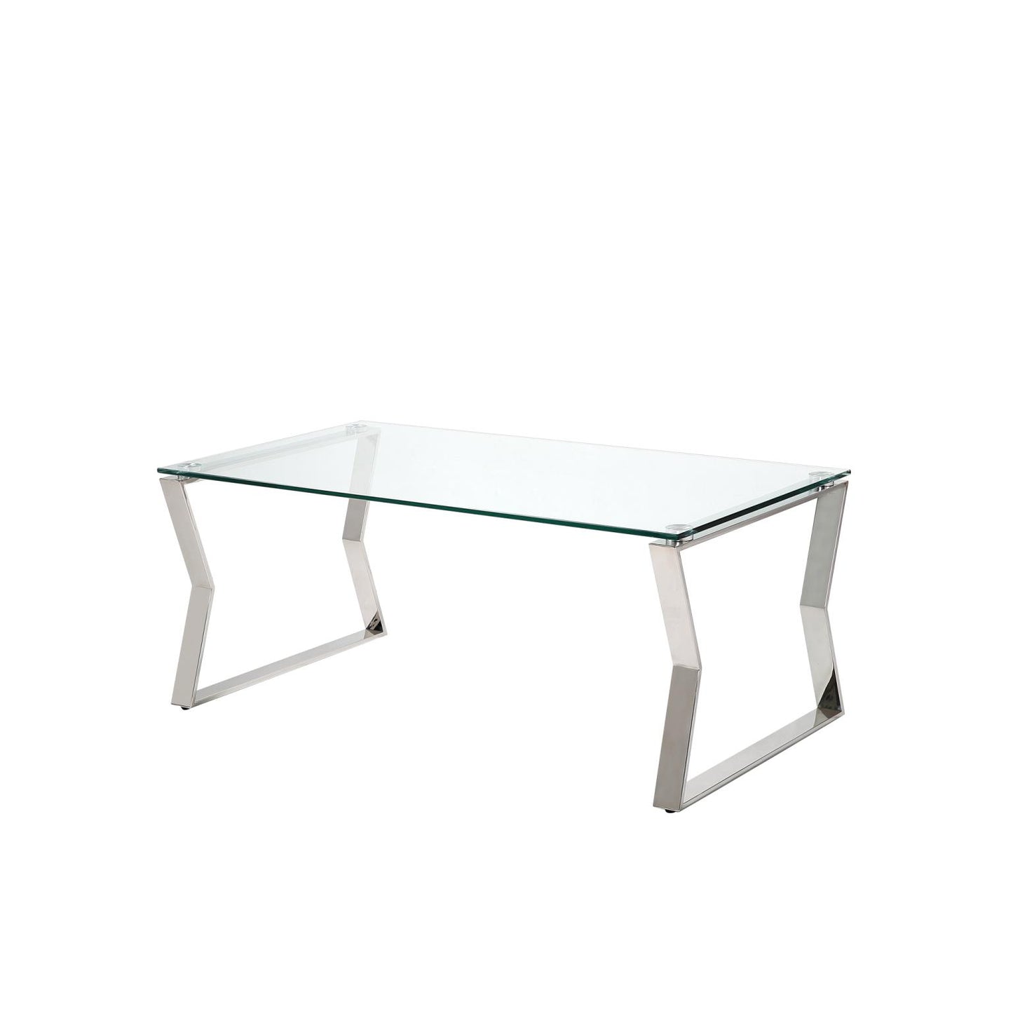 (NOA CHROME- 1)- GLASS COFFEE TABLE