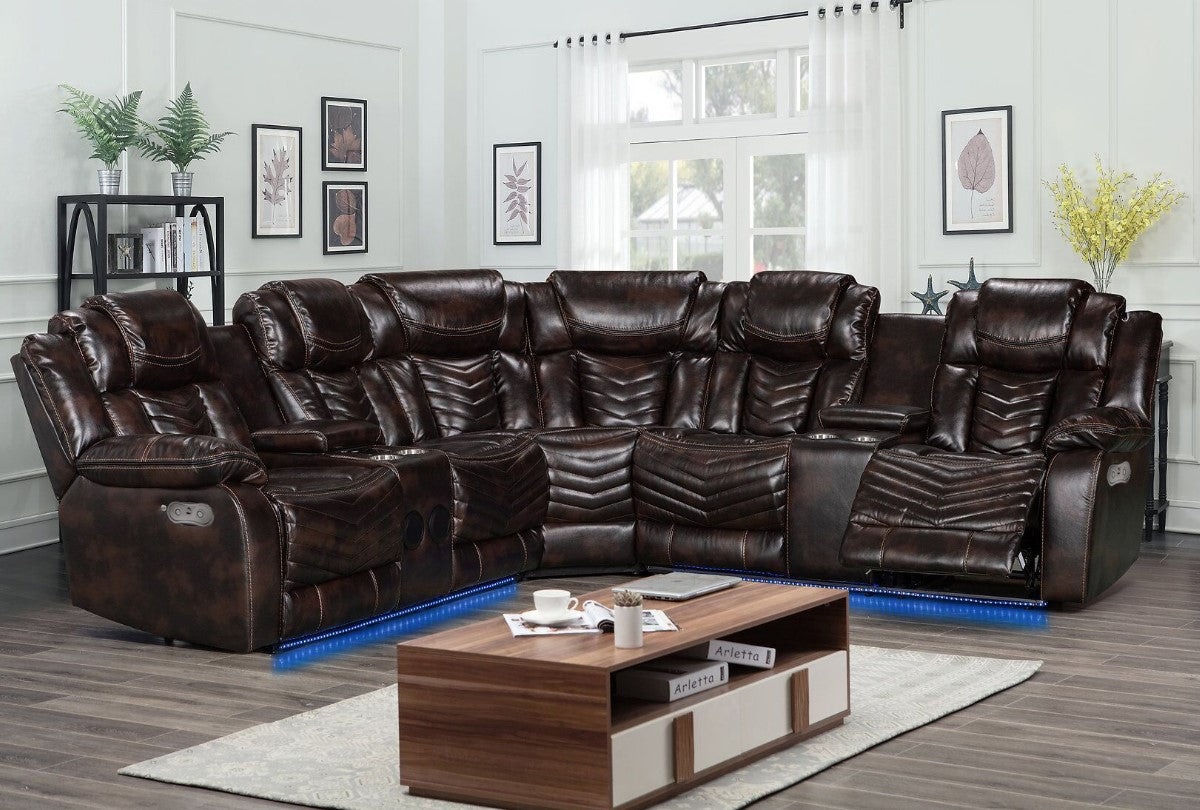 (RICK BROWN)- AIR LEATHER RECLINER SECTIONAL SOFA- TEXT OR WHATSAPP 416 319 8851 FOR STOCK AVAILABILITY BEFORE PAYING