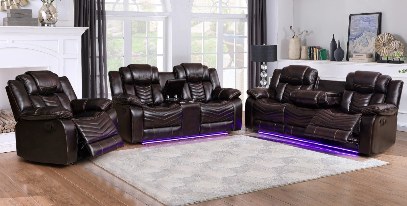 (ROGER BROWN SLC)- AIR LEATHER- MANUAL RECLINER 3 PC. SOFA SET- TEXT OR WHATSAPP 416 319 8851 FOR STOCK AVAILABILITY BEFORE PAYING