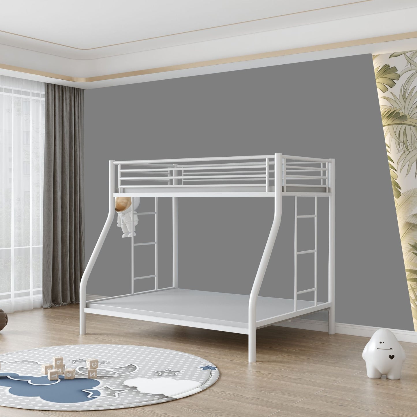 TWIN/ DOUBLE- (112 WHITE)- METAL BUNK BED