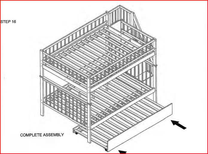 DOUBLE/ DOUBLE- (2595 WHITE)- STAIRCASE WOOD BUNK BED- WITH TRUNDLE