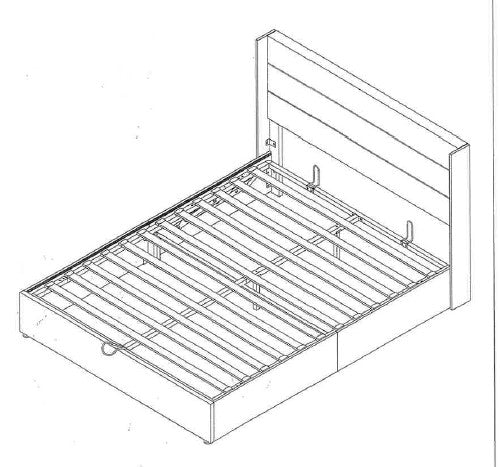 DOUBLE (FULL) SIZE- (2160 GREY)- FABRIC BED FRAME- WITH LIFT UP STORAGE