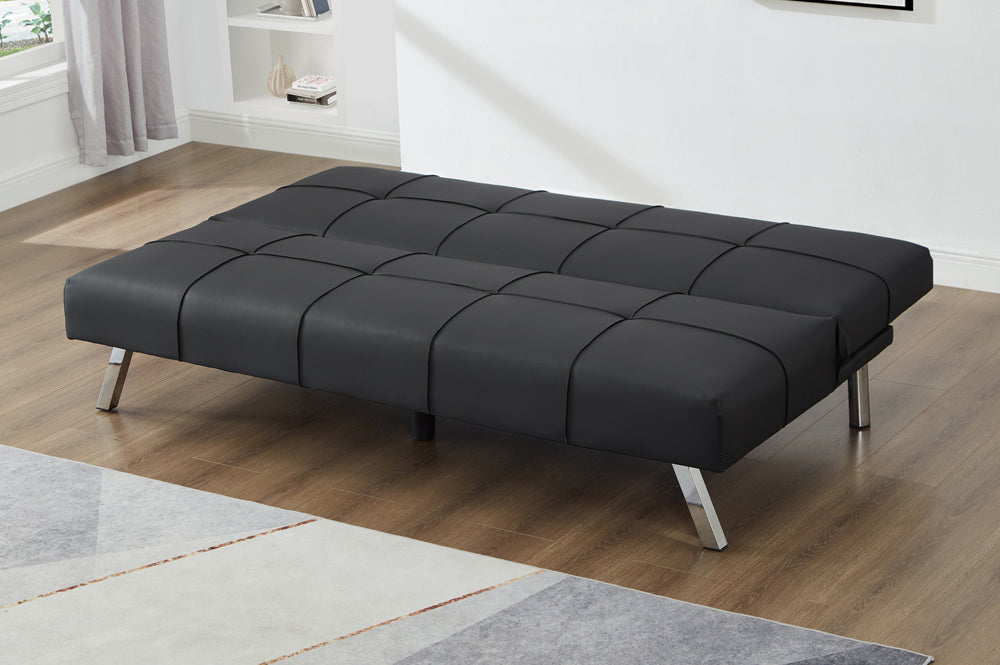 (1530 BLACK)- 73" LONG- LEATHER KLIK KLAK SOFA BED