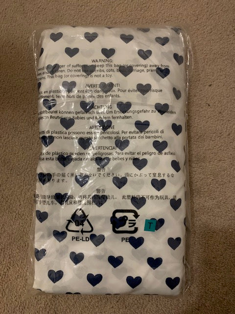 TWIN (SINGLE) SIZE- (BASICS WHITE AND BLUE HEARTS)- 3 PC. SHEET SET