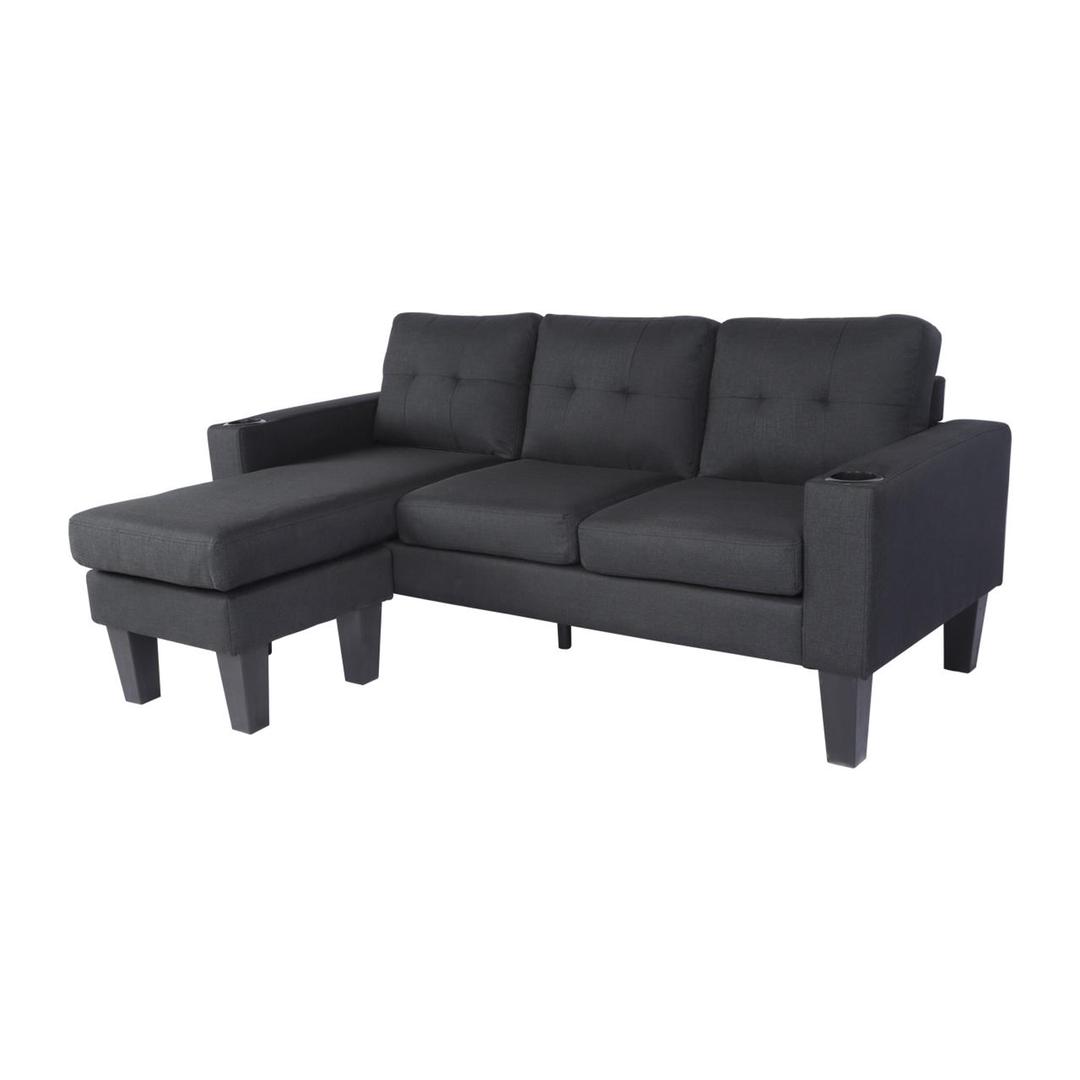 (CHOTTU BLACK)- REVERSIBLE- FABRIC SECTIONAL SOFA