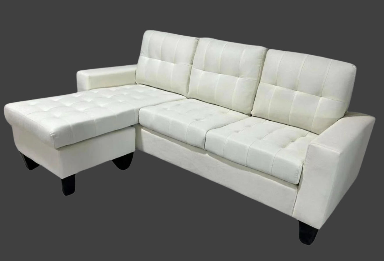 (2302 OFF WHITE)- REVERSIBLE- FABRIC SECTIONAL SOFA