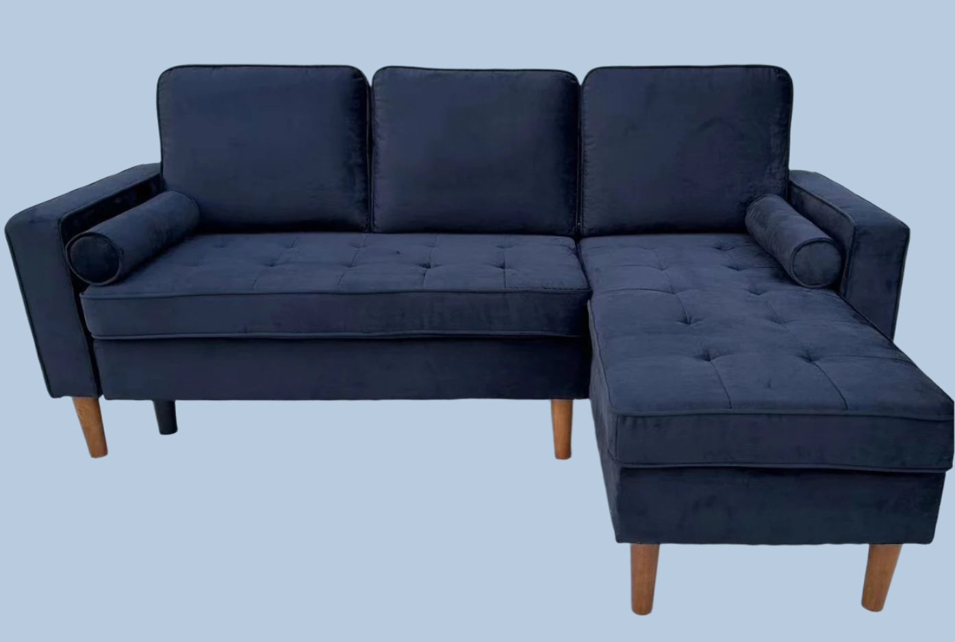 (9122C BLACK VELVET)- REVERSIBLE- FABRIC SECTIONAL SOFA