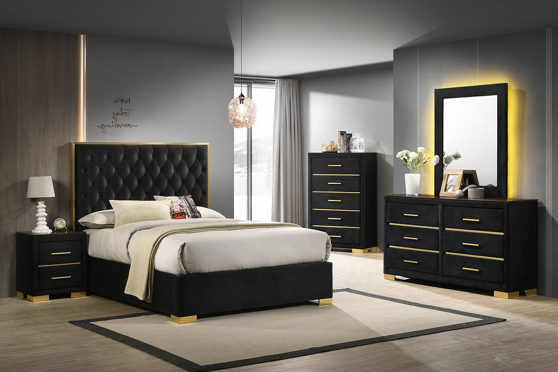 QUEEN SIZE- (CHLOE BLACK- 100- 8 PC.)- BEDROOM SET- TEXT OR WHATSAPP @ 416 319 8851 FOR STOCK AVAILABILITY BEFORE PAYING
