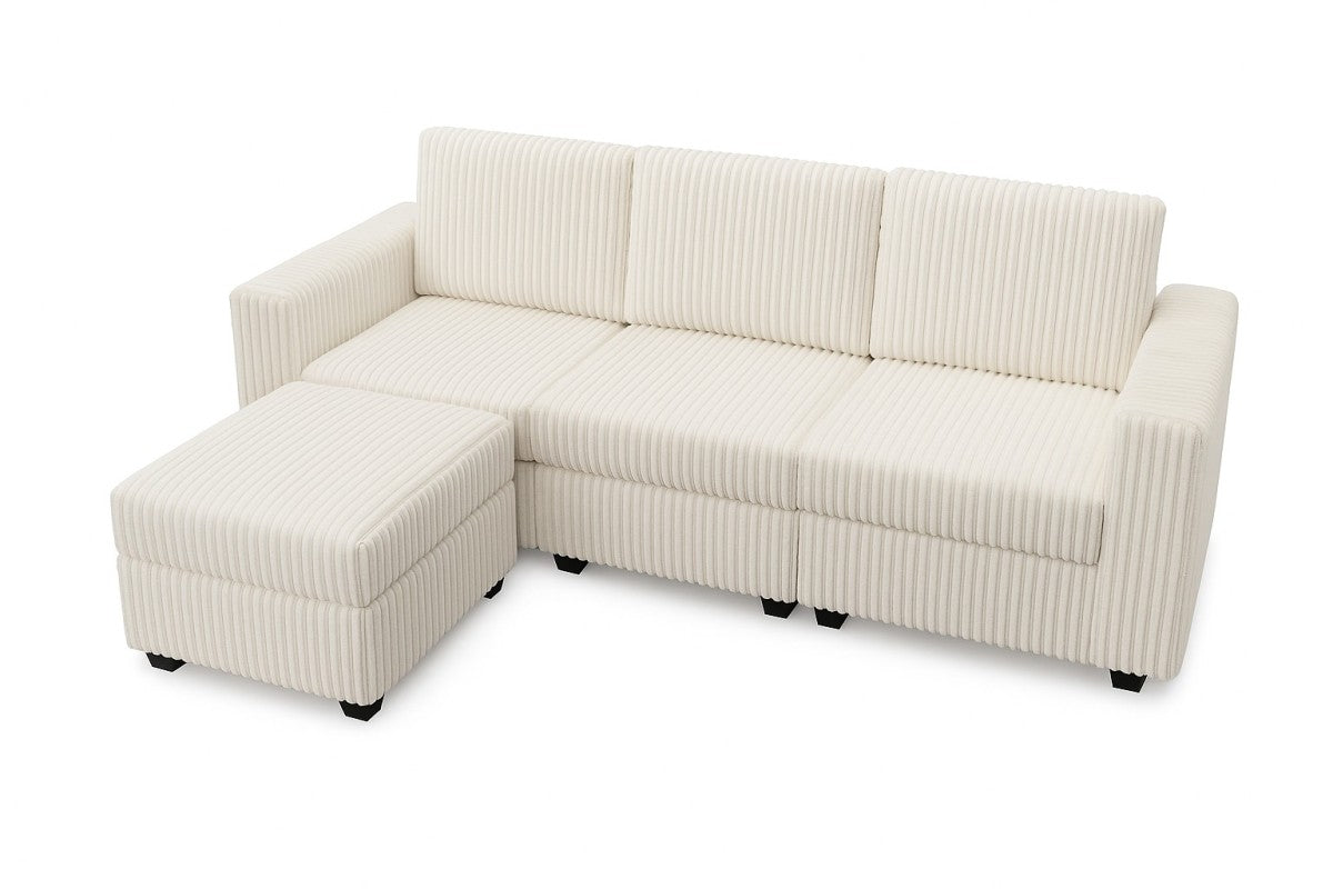 (240311 BEIGE)- REVERSIBLE- CORDUROY FABRIC MODULAR SECTIONAL SOFA