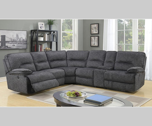 (MARYLAND GREY)- FABRIC POWER RECLINER SECTIONAL SOFA