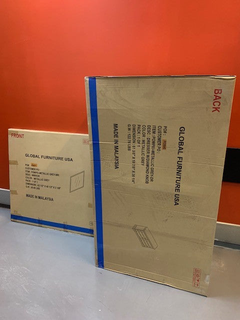 (POMPEI GREY- 6)- WOOD DRESSER + MIRROR