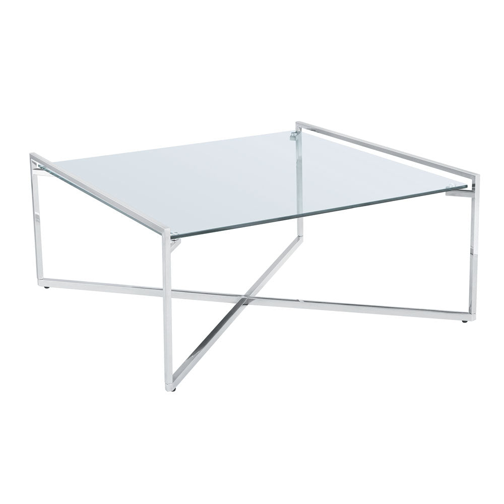 (PORTO SQUARE CHROME- 1)- GLASS COFFEE TABLE
