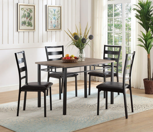 (1057 BLACK- 5)- 46" WOOD/ METAL DINING TABLE- WITH 4 CHAIRS