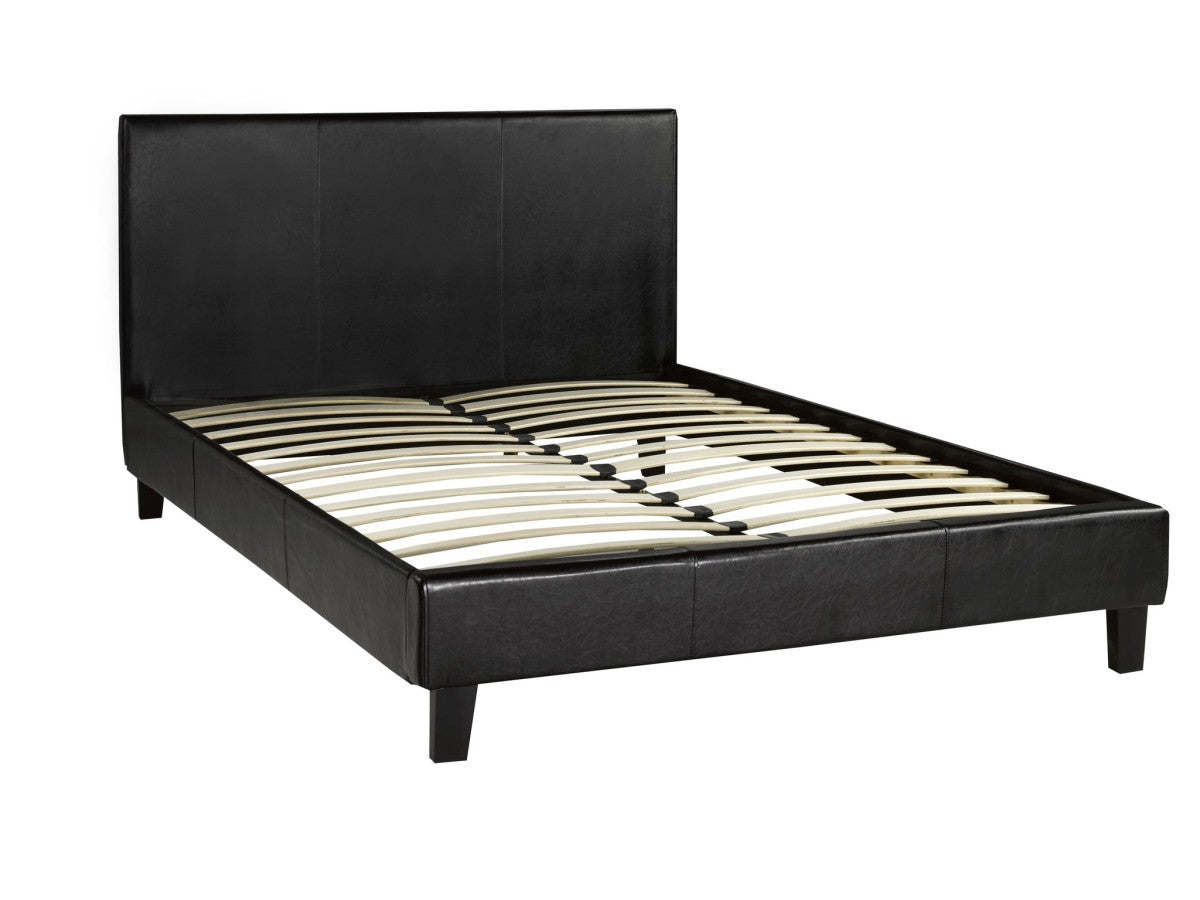 QUEEN SIZE- (1001 ESPRESSO)- LEATHER BED FRAME- WITH SLATS